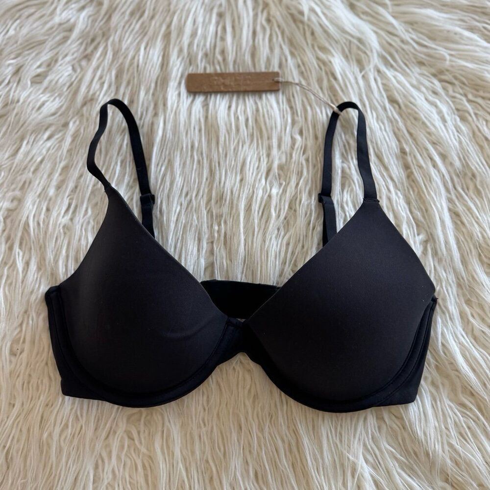 Skims Fits Everybody Scoop Plunge Bra Onyx Size 34D